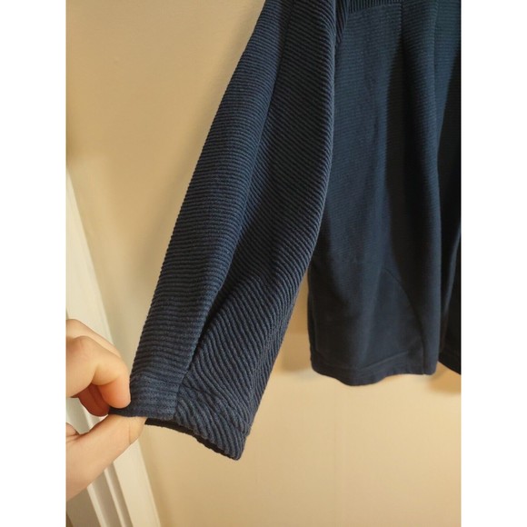 Saturday Sunday XL Women's Peplum Button Sweater Blue Textured Boho Anthro - Picture 2 of 11